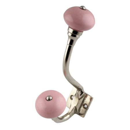 Pink Round Ceramic Silver Iron Hooks